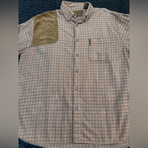 Clearwater Outfitters XL Plaid Brown Button Down Shirt, Hunting Padded Shoulder - Picture 2 of 9